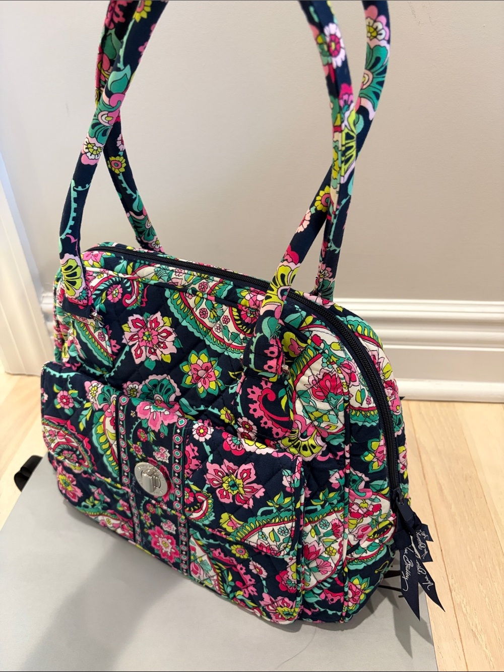Vera Bradley Quilted Petal Paisley Turn lock Satchel Bag Like New